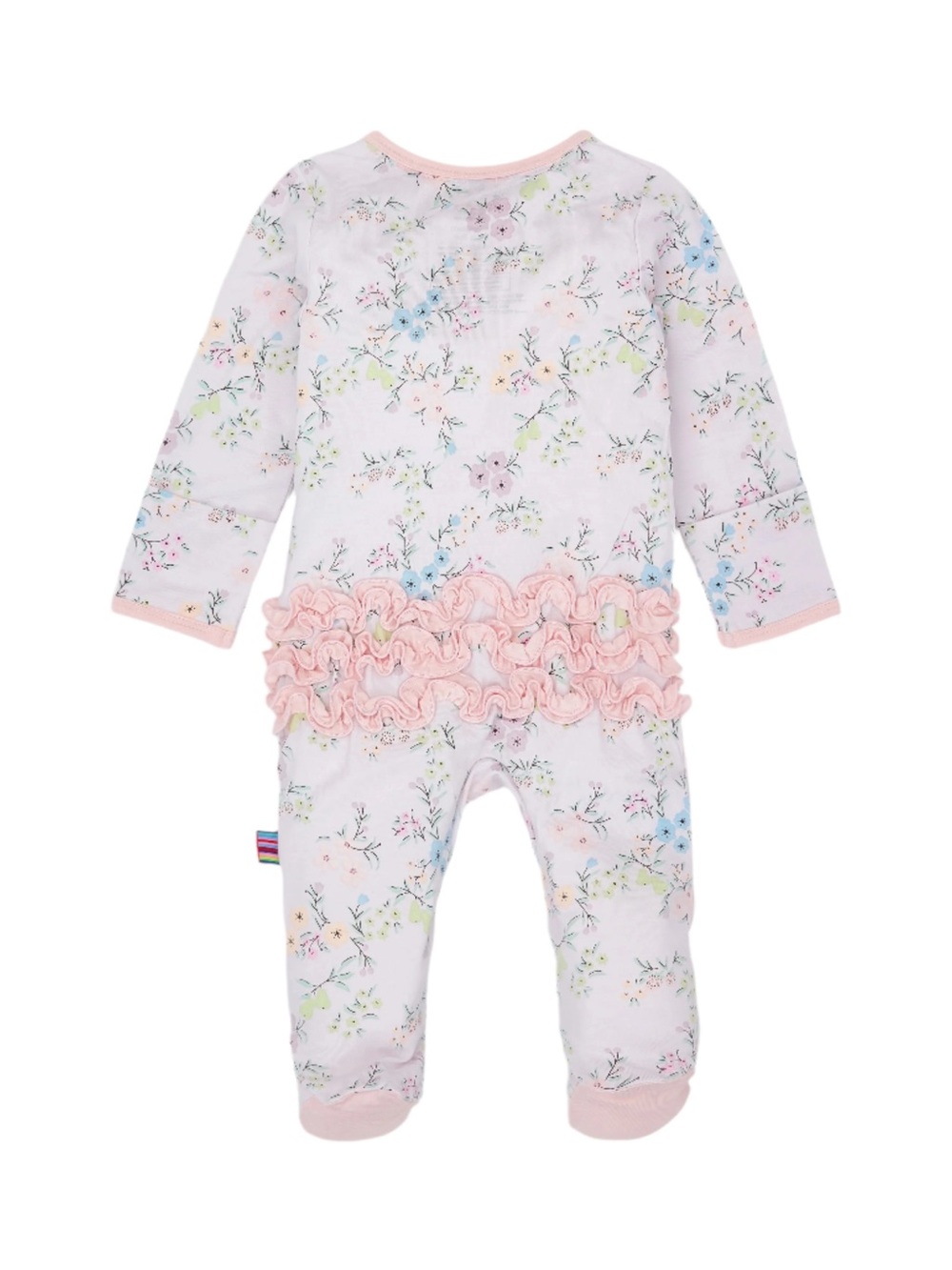 Magnetic Me Pink Floral Ruffle Footed Baby Romper